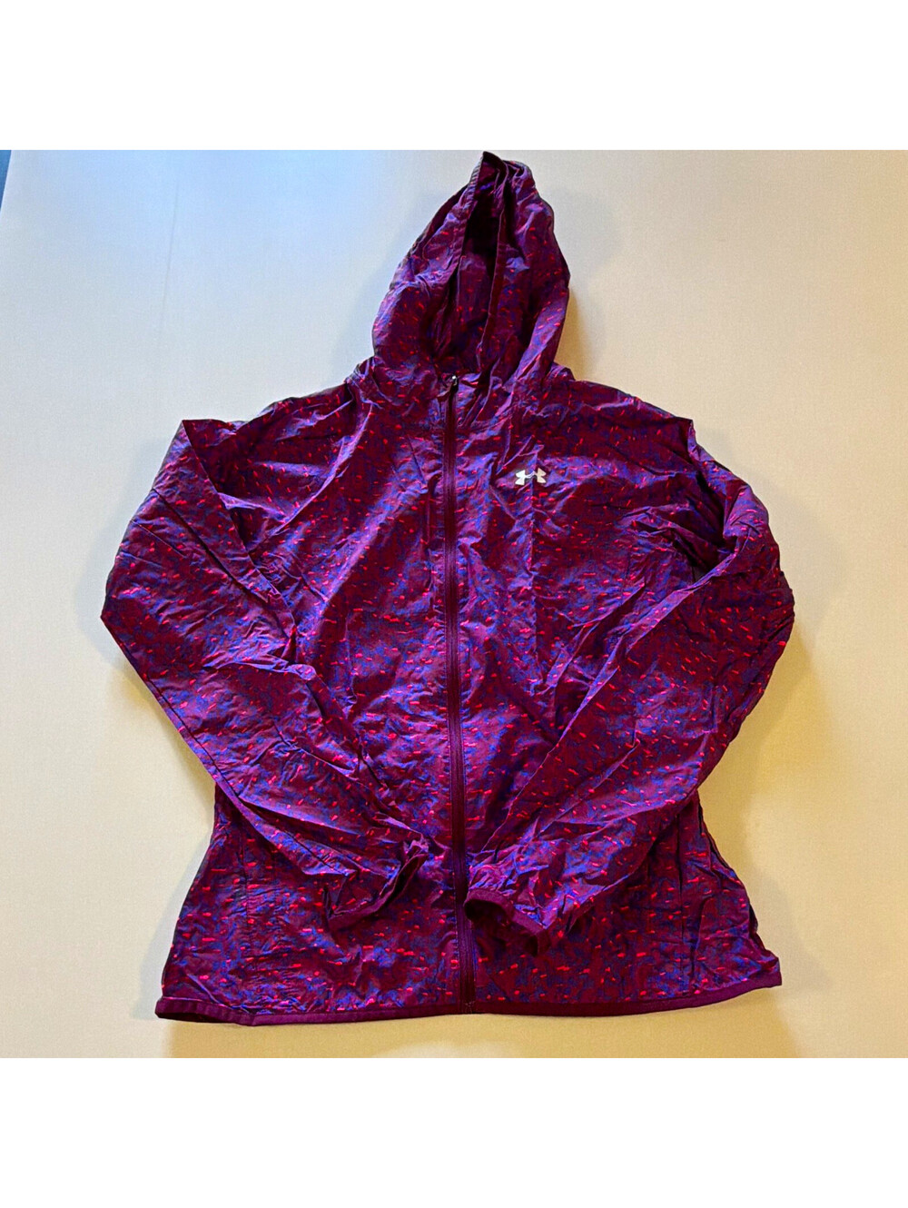 Under Armour Storm Hooded Full Zip Lightweight Windbreaker Jacket Purple Petite